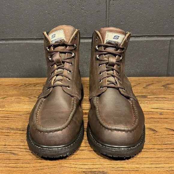 Skechers Work 77006 Brown Leather Moc Toe Work Boots Men’s 13