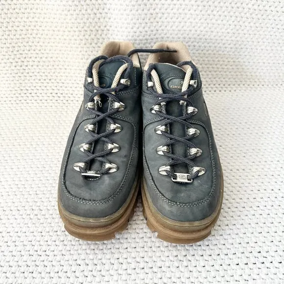 Skechers Y2K Vintage Blue Nubuck Tan Sole Jammers Platform Chunky Goth Punk Shoe