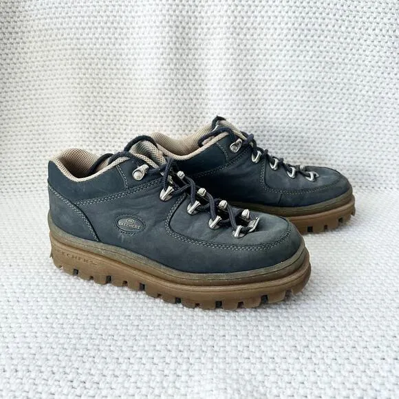 Skechers Y2K Vintage Blue Nubuck Tan Sole Jammers Platform Chunky Goth Punk Shoe