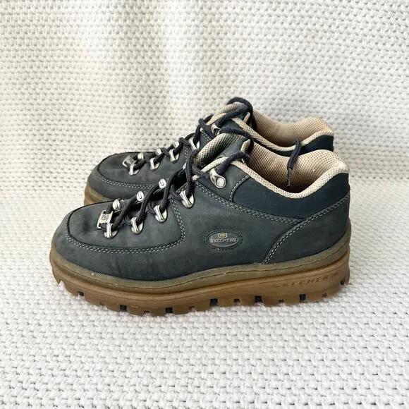 Skechers Y2K Vintage Blue Nubuck Tan Sole Jammers Platform Chunky Goth Punk Shoe