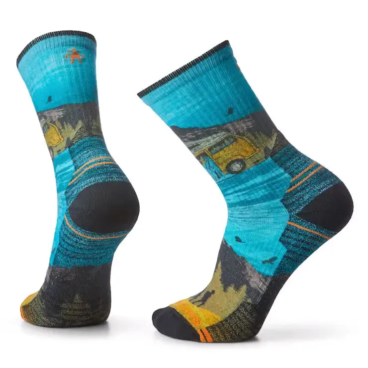 Smartwool Hike Light Cushion Great Excursion Print Crew Socks – Merino Wool Performance