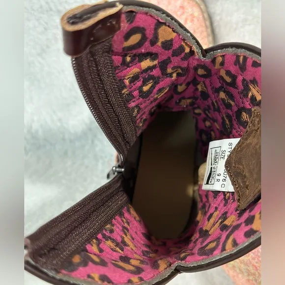 SMOKY MOUNTAIN BOOTS Girls Ariel Pink Glitter/Crazy Horse Western Boots (3076)