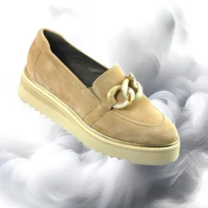 Softwaves Sahara Tan Suede Platform Loafer, Size 36 (US 6)