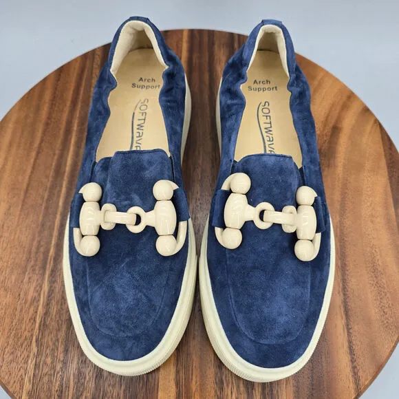 Softwaves Tais Shoes Women's 8 38 Navy Blue Suede Leather Platform Arch Support