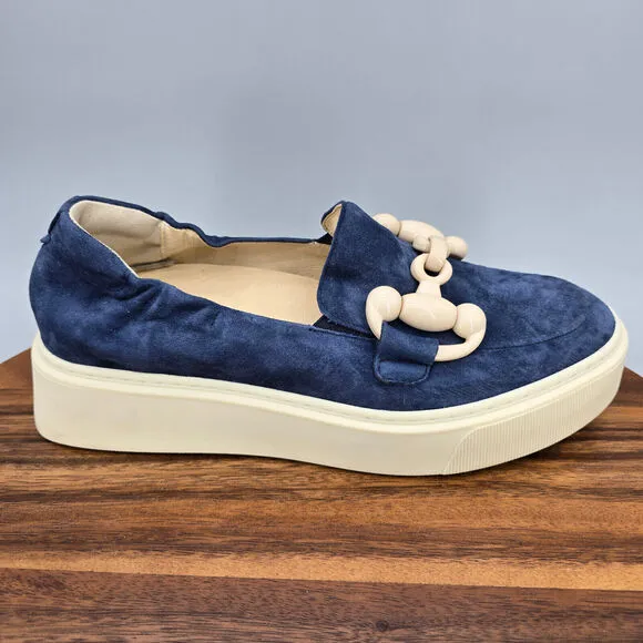 Softwaves Tais Shoes Women's 8 38 Navy Blue Suede Leather Platform Arch Support
