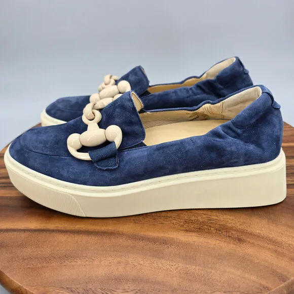 Softwaves Tais Shoes Women's 8 38 Navy Blue Suede Leather Platform Arch Support