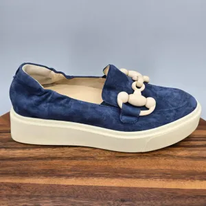 Softwaves Tais Shoes Women's 8 38 Navy Blue Suede Leather Platform Arch Support