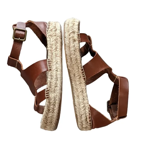 Soludos band of Shields leather platform espadrille size 5.5