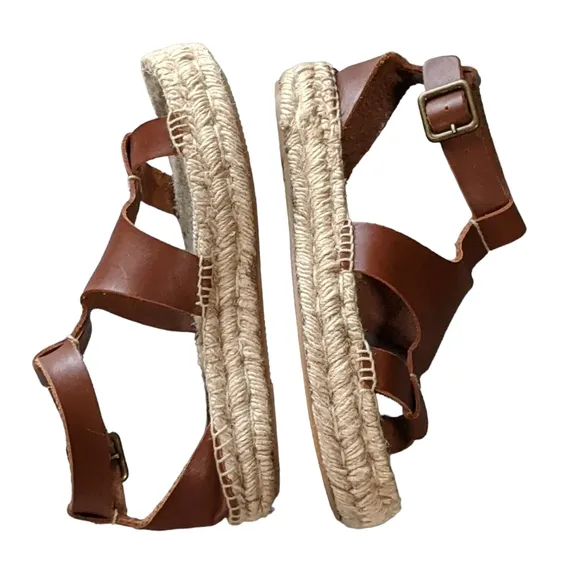 Soludos band of Shields leather platform espadrille size 5.5