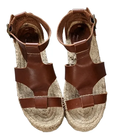 Soludos band of Shields leather platform espadrille size 5.5