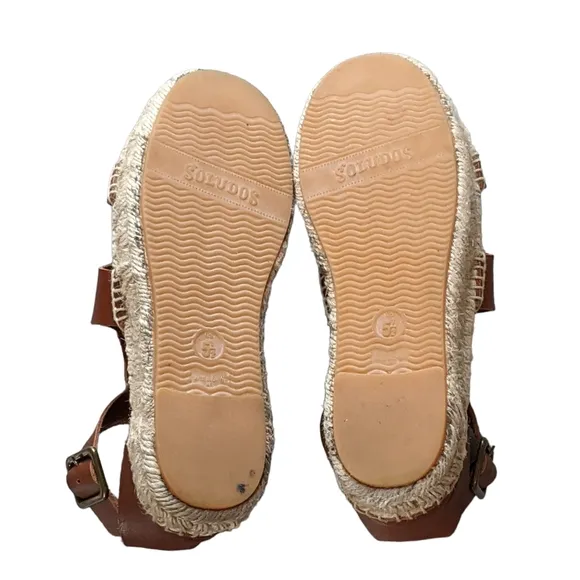 Soludos band of Shields leather platform espadrille size 5.5