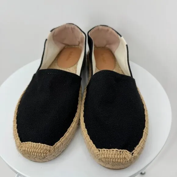 Soludos shoes women's 8.5 espadrille slip on flat canvas black NEW
