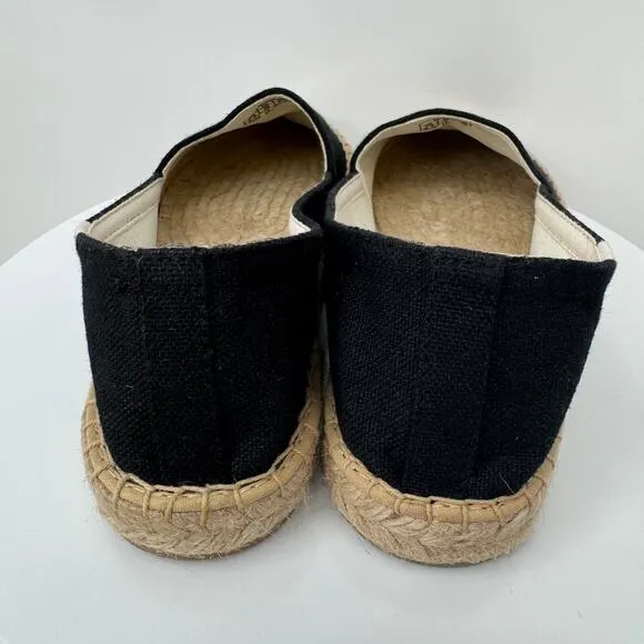 Soludos shoes women's 8.5 espadrille slip on flat canvas black NEW