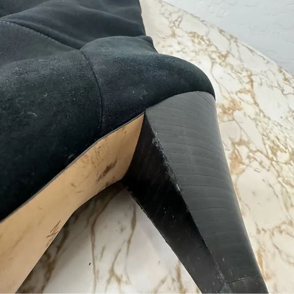 SOMETHING NAVY ‘PARKER’ BLACK SUEDE LEATHER TALL HEELED BOOTS SIZE 9.5