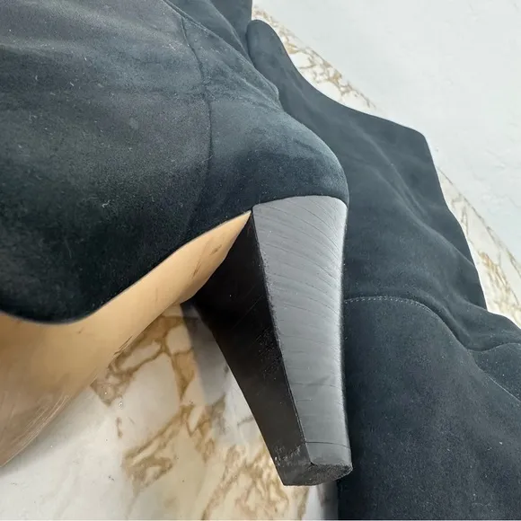 SOMETHING NAVY ‘PARKER’ BLACK SUEDE LEATHER TALL HEELED BOOTS SIZE 9.5