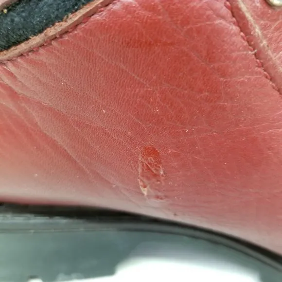Sorel 7.5 Red Leather Mountaineering Ankle Boots Lace Up Hiking Work Canada