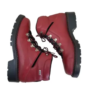 Sorel 7.5 Red Leather Mountaineering Ankle Boots Lace Up Hiking Work Canada