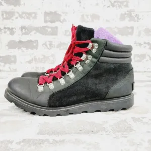 Sorel Ainsley Conquest Waterproof Grey Leather Lace Up Hiking Boots K911