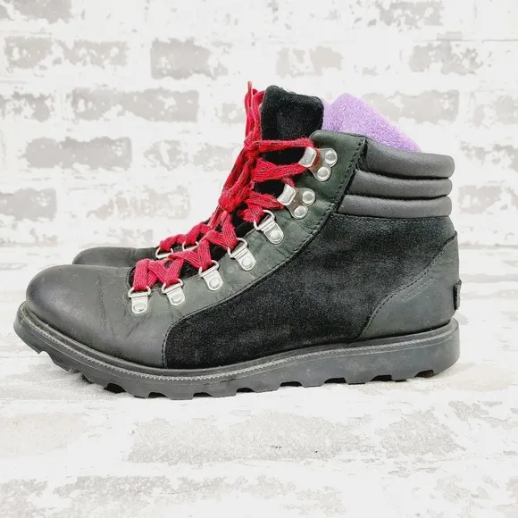 Sorel Ainsley Conquest Waterproof Grey Leather Lace Up Hiking Boots K911