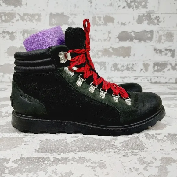 Sorel Ainsley Conquest Waterproof Grey Leather Lace Up Hiking Boots K911