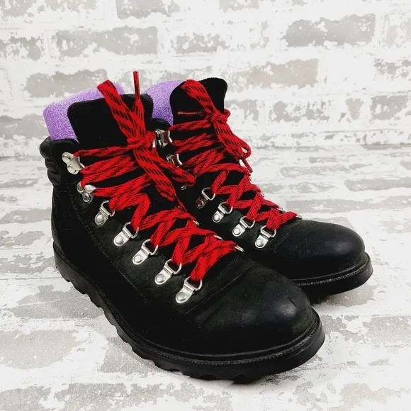 Sorel Ainsley Conquest Waterproof Grey Leather Lace Up Hiking Boots K911