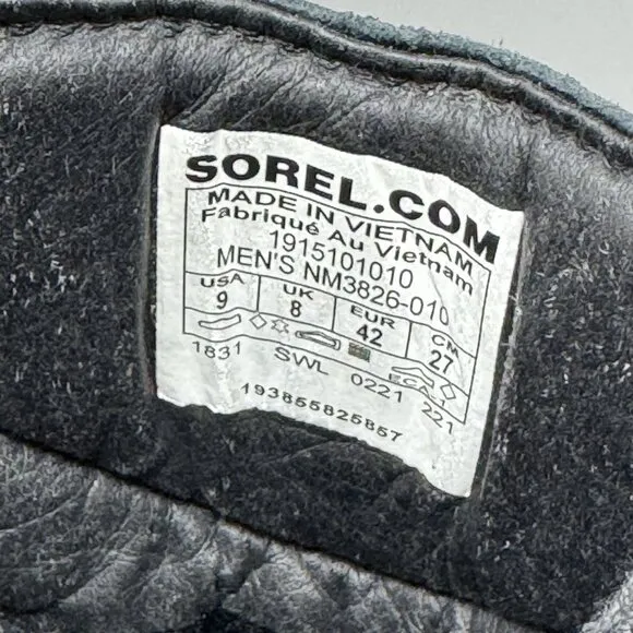 SOREL Ankeny II Black Hiking Waterproof Boots size 9 NM4906-010