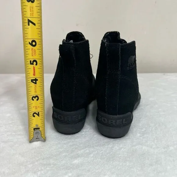 Sorel Black Evie II Chelsea Wedge Boots Ankle 7 Women