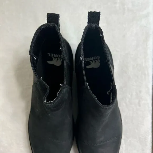 Sorel Black Evie II Chelsea Wedge Boots Ankle 7 Women