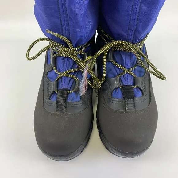 Sorel Blue Nylon Boots Knee High Tall Foam Lining Laces Drawstring Womens 10