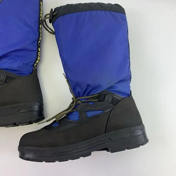 Sorel Blue Nylon Boots Knee High Tall Foam Lining Laces Drawstring Womens 10