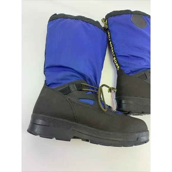 Sorel Blue Nylon Boots Knee High Tall Foam Lining Laces Drawstring Womens 10