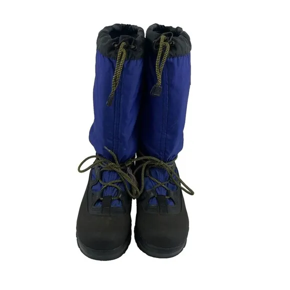 Sorel Blue Nylon Boots Knee High Tall Foam Lining Laces Drawstring Womens 10