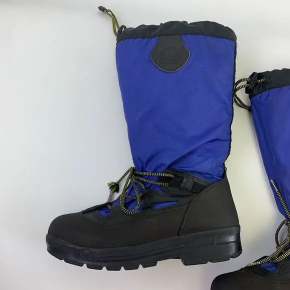 Sorel Blue Nylon Boots Knee High Tall Foam Lining Laces Drawstring Womens 10