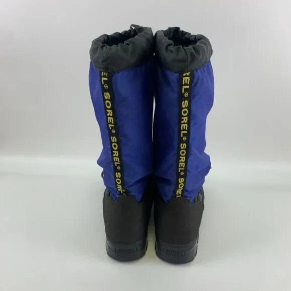 Sorel Blue Nylon Boots Knee High Tall Foam Lining Laces Drawstring Womens 10