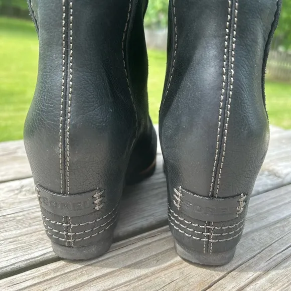 Sorel Cate the Great Wedge Tall Laceup Knee Boots Black Leather NL2175-010 8.5