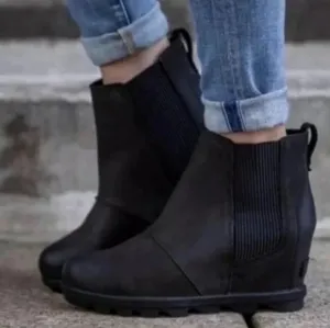 Sorel Joan Of Arctic Black Wedge Ankle Boots 9.5
