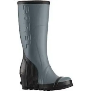 Sorel Joan Rain Wedge Tall Boot Black  / Gray Size 7.5