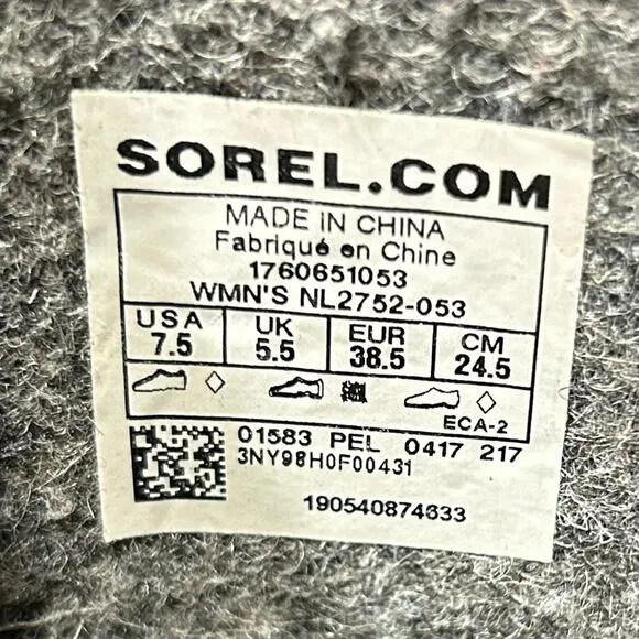 Sorel Joan Rain Wedge Tall Boot Black  / Gray Size 7.5