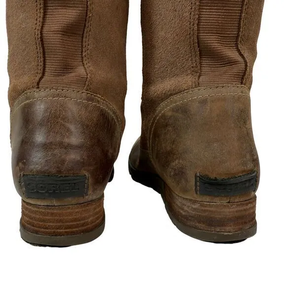 SOREL Major Tall Knee High Riding Brown Leather Tall Pull On Boots Women Size‎ 8