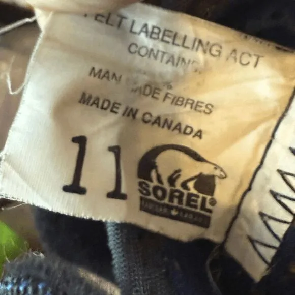Sorel Men's Canada Steel Toe Winter Safety Work Boots Navy Blue Size 11