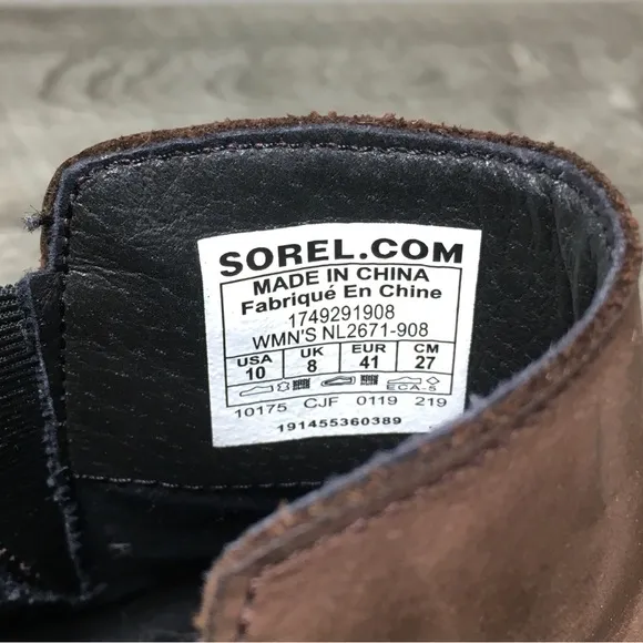 Sorel NL2671 Brown Leather Emelie Waterproof Chelsea Ankle Women’s Boots Size 10