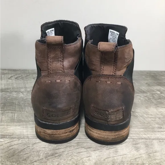 Sorel NL2671 Brown Leather Emelie Waterproof Chelsea Ankle Women’s Boots Size 10