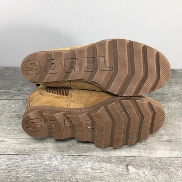 Sorel NL3022 Camel Leather Joan of Arctic Chelsea Ankle Womens Boots Size 8.5