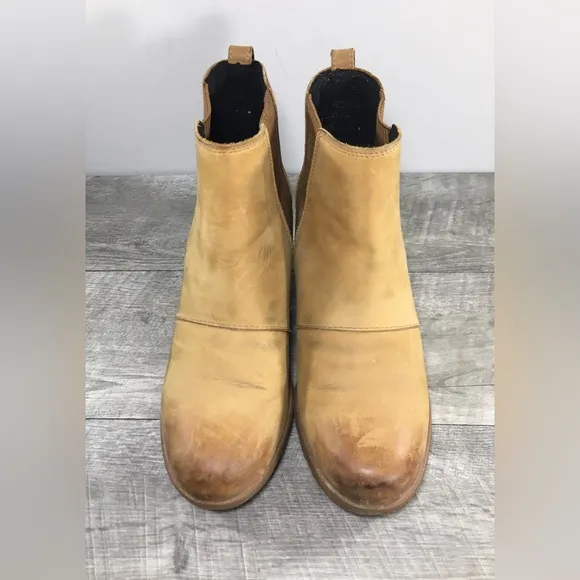 Sorel NL3022 Camel Leather Joan of Arctic Chelsea Ankle Womens Boots Size 8.5