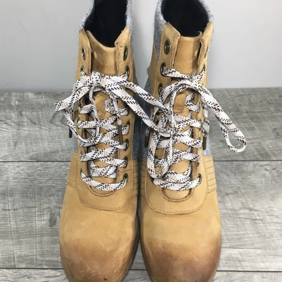 Sorel NL3376 Lexie Wedge Womens Felt &amp; Leather Waterproof Ankle Boots Size 8.5