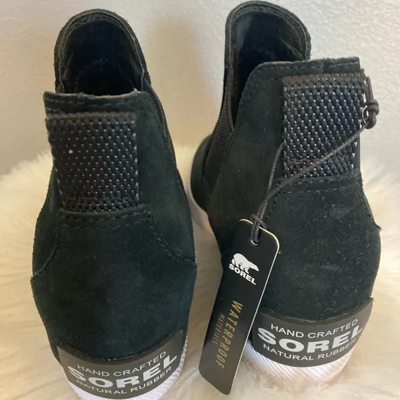 Sorel Out N About Black Suede Ankle Boots