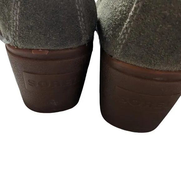 Sorel Toronto suede Leather Lace up wedge ankle boots Women's  Size 7 in Olive