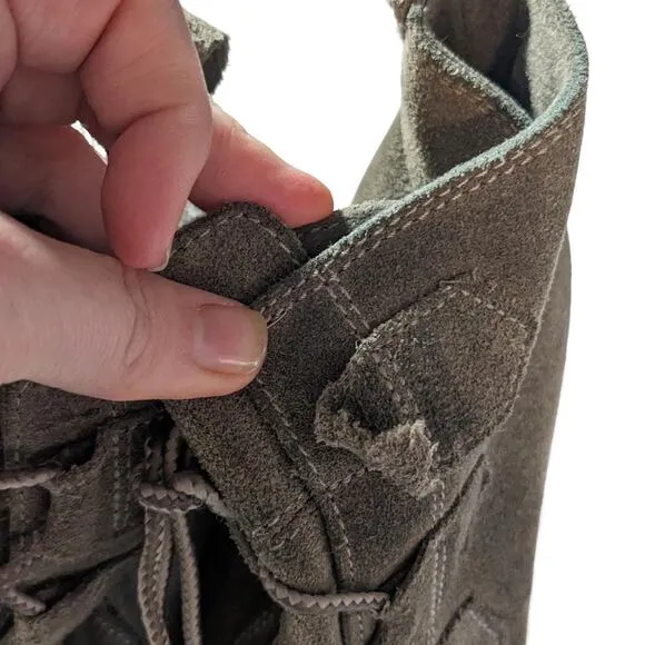 Sorel Toronto suede Leather Lace up wedge ankle boots Women's  Size 7 in Olive
