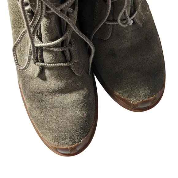 Sorel Toronto suede Leather Lace up wedge ankle boots Women's  Size 7 in Olive