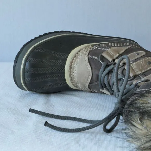 Sorel Winter Snow Boots Women's Size 6 Joan of Arctic Tall Tan Brown Faux Fur